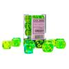 Gemini Dice Block | Set of 12 Size D6 Dice | Designed for Board Games, Roleplaying Games & Miniature Games | Premium Quality 16 mm | Translucent Green-Teal Yellow Color | Made by Chessex view 2