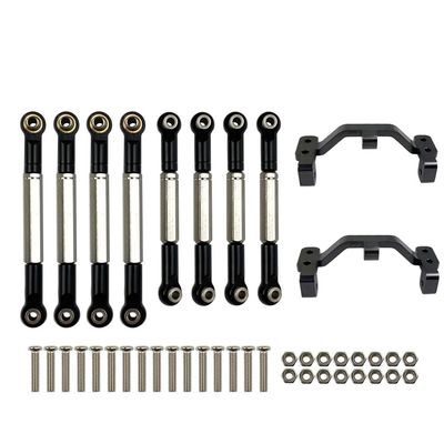 WPL B1 B-1 B14 B-14 B24 B-24 C14 C24 1/16 RC Car Spare Parts Upgrade Metal Pull Rod Steering Pull Rod Servo Rod Pull Rod Base ( Color : Black )