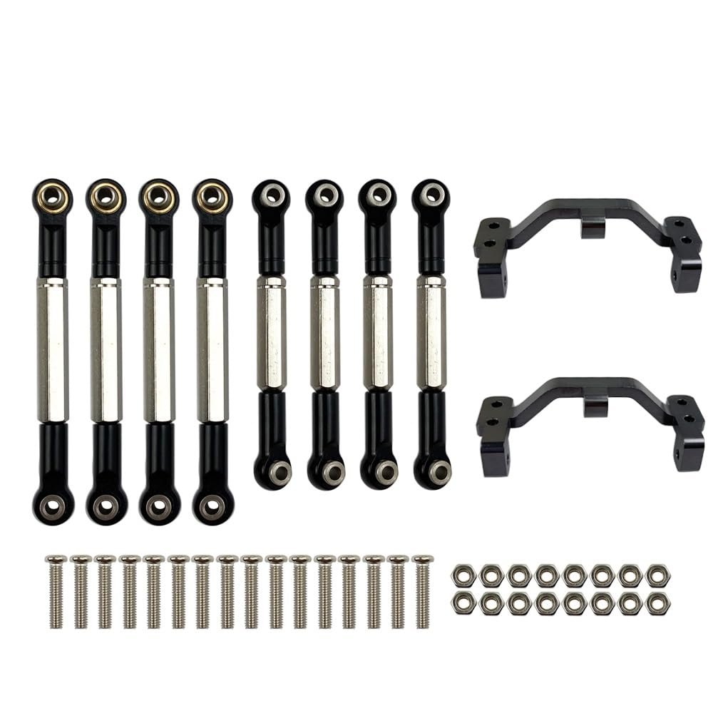 WPL B1 B-1 B14 B-14 B24 B-24 C14 C24 1/16 RC Car Spare Parts Upgrade Metal Pull Rod Steering Pull Rod Servo Rod Pull Rod Base ( Color : Black )