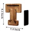 AORCMITN Large Wooden Letter Coin Personalized Piggy Bank for Boys Girls Kids Toddler Adults Money Bank Best Gift for Friends (9.2 Inch-T) view 2