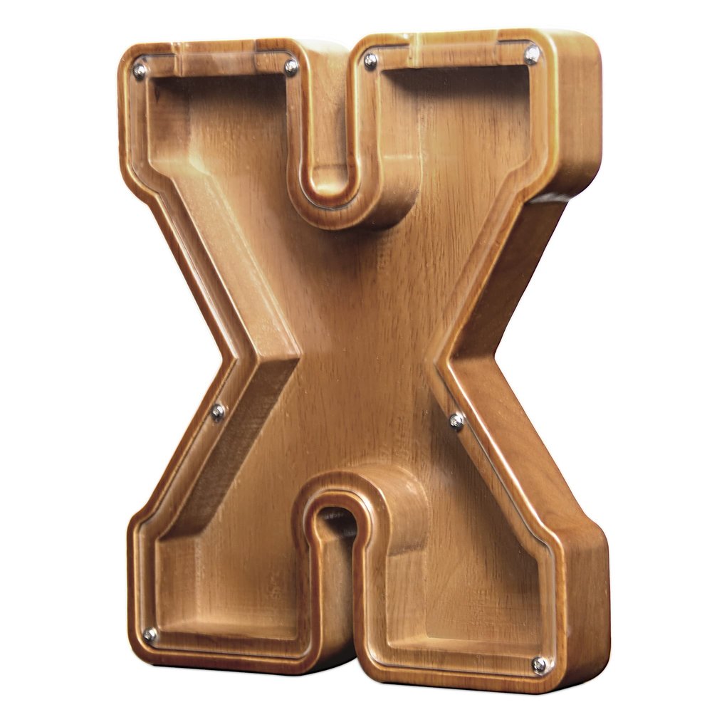 AORCMITN Large Wooden Letter Coin Personalized Piggy Bank for Boys Girls Kids Toddler Adults Money Bank Best Gift for Friends (9.2 Inch-X)