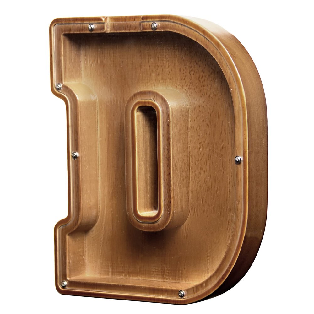 AORCMITN Large Wooden Letter Coin Personalized Piggy Bank for Boys Girls Kids Toddler Adults Money Bank Best Gift for Friends (9.2 Inch-D)