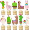 Llama Cupcake Toppers Cute Llama Cactus Cake Cupcake Picks Decoration for Mexican Fiesta Alpaca Theme Birthday Party Baby Shower Supplies view 1