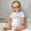 TERABITHIA 24 Inch Huge Baby Size Hand Rooted Blond Hair Sweet Smile Realistic Newborn Toddler Dolls Bed Time Playmates Lifelike Reborn Baby Doll in Green Eyes Look Real view 1