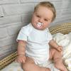TERABITHIA 24 Inch Huge Baby Size Hand Rooted Blond Hair Sweet Smile Realistic Newborn Toddler Dolls Bed Time Playmates Lifelike Reborn Baby Doll in Green Eyes Look Real view 2