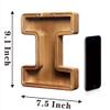 AORCMITN Large Wooden Letter Coin Personalized Piggy Bank for Boys Girls Kids Toddler Adults Money Bank Best Gift for Friends (9.2 Inch-I) view 2