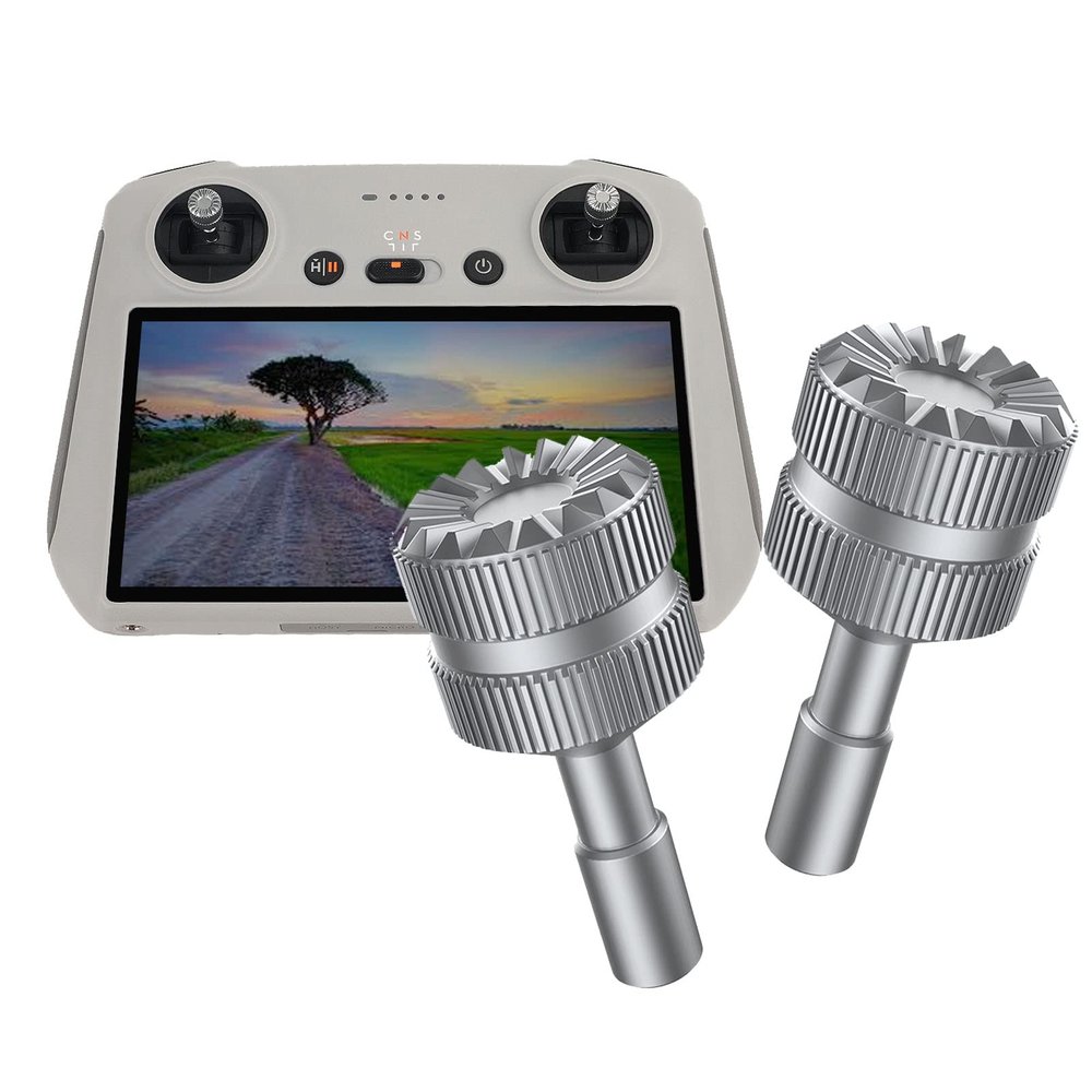 Air 3/Mini 3/Mini 3 Pro Control Sticks for DJI RC/RC 2 Remote Controller Camera Drone Quadcopter Accessories, Aluminum Joystick Thumb Stick Cover Rocker Grips (Titanium)