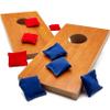 Super Fun MINI Kids Portable Tabletop Cornhole Set. Two 10.5" x 5.25" Boards with 4 Red & 4 Blue Double Lined Bags. Great Slumber Party, Sleepover, or Birthday Party Bag Toss Game for Your Child view 1
