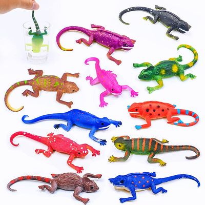 ChuburD 10PCS Lizard Animal Figurines, Color Changing Chameleon Toy, Stretchy Realistic Reptile Playset, for Kids 3 Years and up, Novel Gag Toy, for Goodie Bag Fillers,Cake Topper, Easter Egg Stuffing