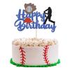1 Pack Baseball Theme Cake Topper Sports Happy Birthday Baseball Player Cake Decoration for Baseball Sports Party Theme Decoration Supplies view 1