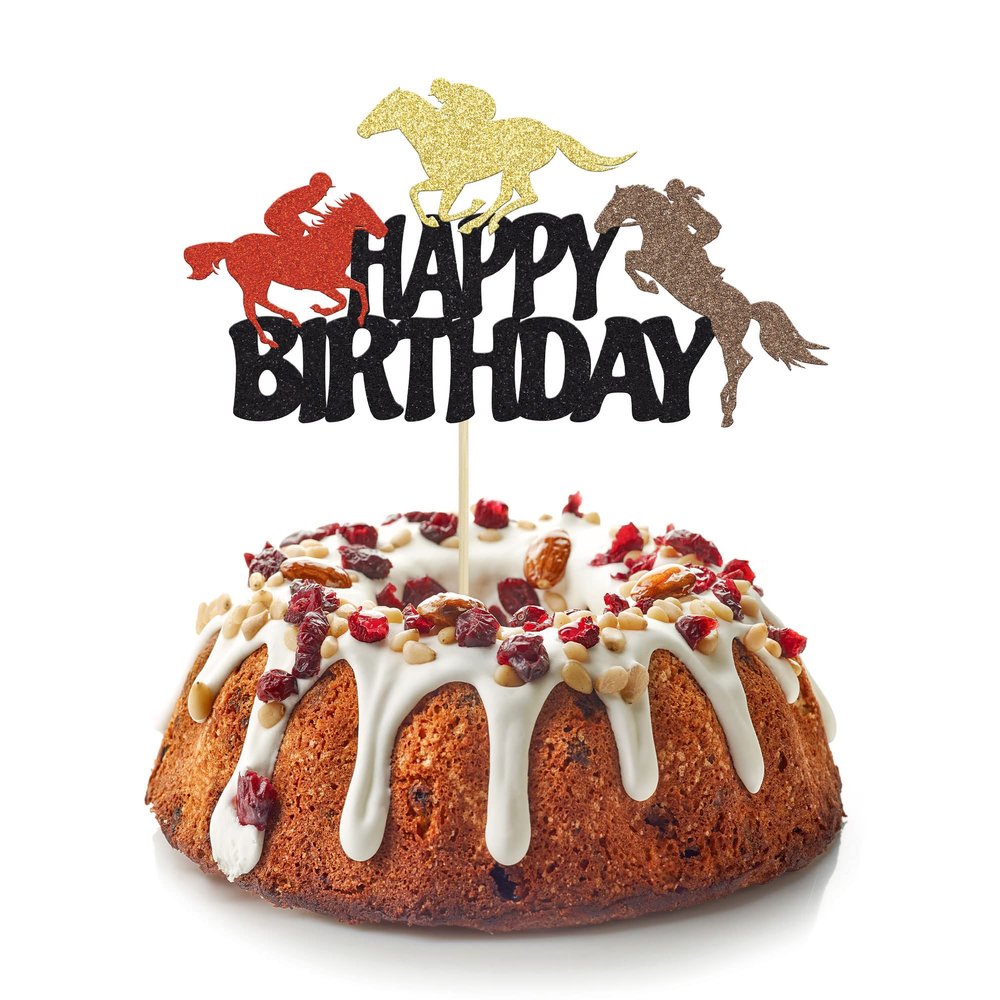 1 Pack Horse Birthday Cake Decorations Pony Birthday Cake Topper Horse Cupcake Toppers Equestrian Horse Theme Cupcake Toppers for Kentucky Derby Horse Party Supplies