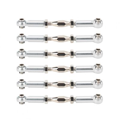6Pcs Aluminum Alloy adjust Push RodsTurnbuckle Rod Linkage Accessories with 1/10 RC Truggy karts for RC Car for models (zilver) , RC Car Push Rod , RC Car Push Rod , 6Pcs Aluminum Alloy adjust P