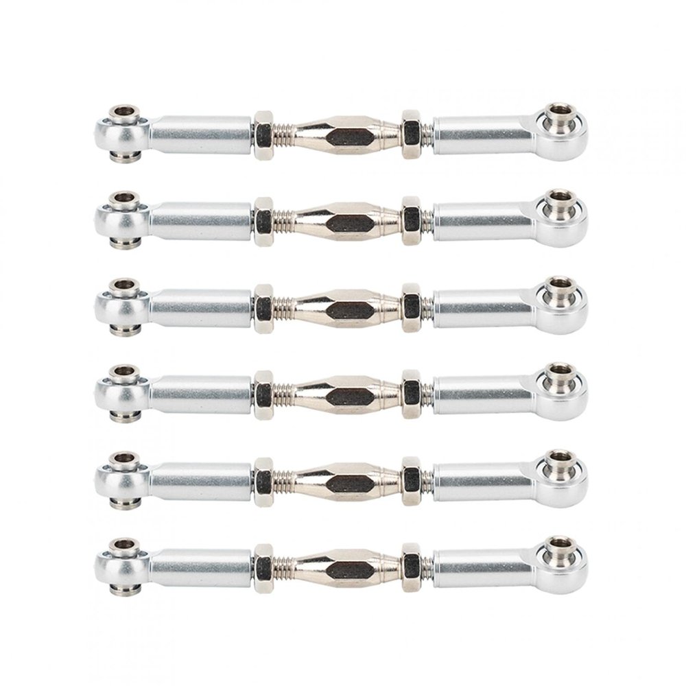 6Pcs Aluminum Alloy adjust Push RodsTurnbuckle Rod Linkage Accessories with 1/10 RC Truggy karts for RC Car for models (zilver) , RC Car Push Rod , RC Car Push Rod , 6Pcs Aluminum Alloy adjust P