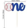 1 Pack Baseball One Cake Topper Glitter Sport Theme First Birthday Cake Decoration for Baseball Theme Kids 1st Birthday Party Cake Decorations Supplies view 2