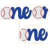 1 Pack Baseball One Cake Topper Glitter Sport Theme First Birthday Cake Decoration for Baseball Theme Kids 1st Birthday Party Cake Decorations Supplies view 3