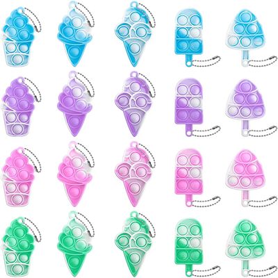 20Pcs Pop Keychain Fidget Toys Pop Ice Cream Fidget Toys Relieve Anxiety Stress Hand Office Desk Toys for Kids Adults