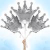 3Pcs Silver Crown Balloons  Reusable Foil Silver Balloons Set in Large 39" Size, Self-Sealing & Easy to Inflate, Durable  Suitable for Weddings, Birthday Celebrations & Princess Theme Decorations view 1