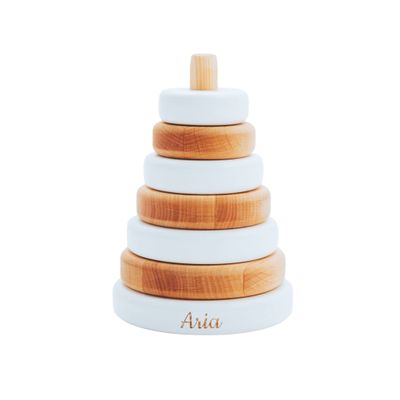 Colored Rainbow Stacker Customized Toys Montessori Waldorf Sensory Toys Baby Keepsake Nursery Decor Ring Stacking Toy Baby First Birthday (3, Ring Stacker)