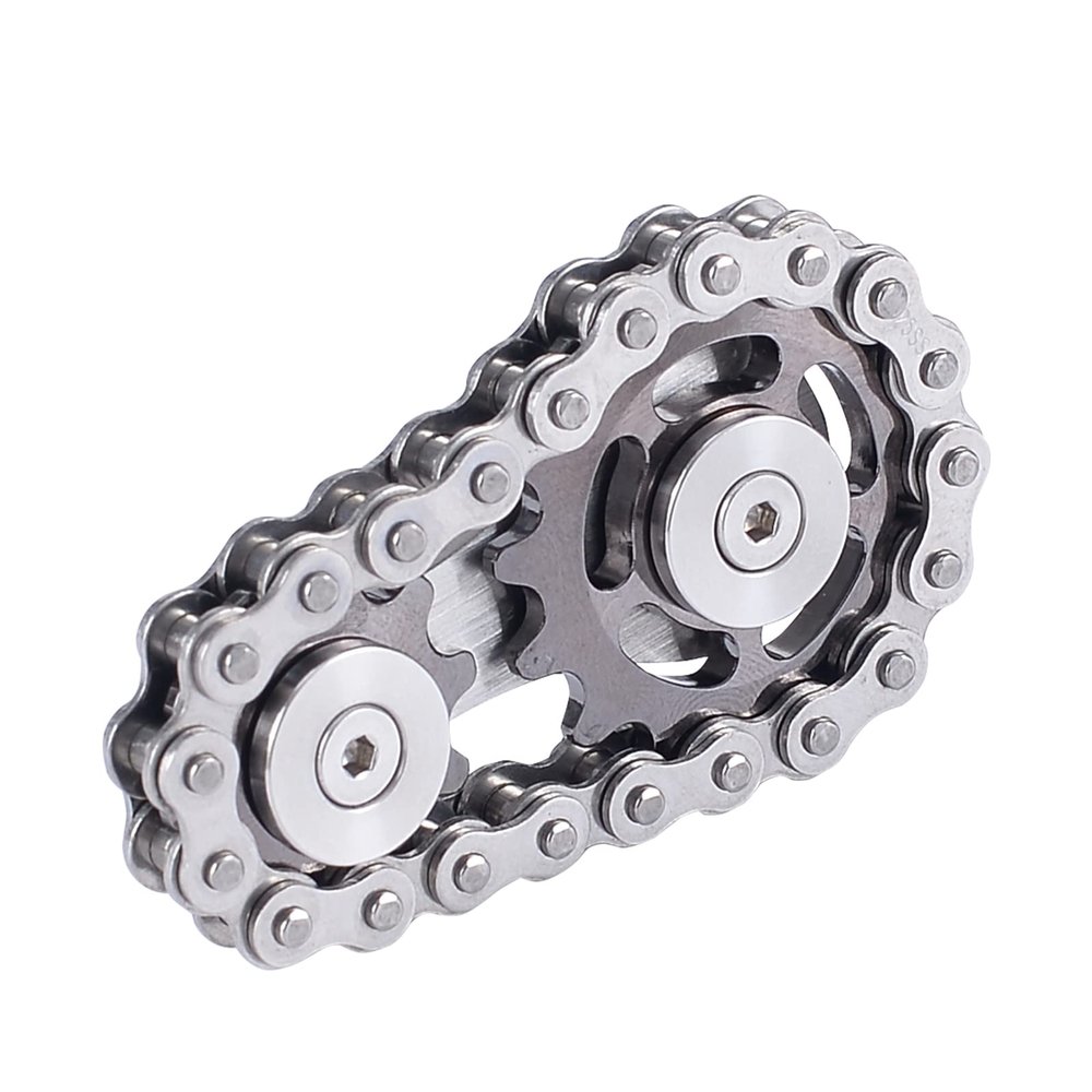 Bike Chain Gear Fidget Spinner, Metal Sprocket Chain Fidget Toy Stress Anxiety Relief Fidget Toy Finger Spinning Toy, Stainless Steel Mechanics W/Smooth Bearings EDC Novelty Toy Gift for Teen Boys