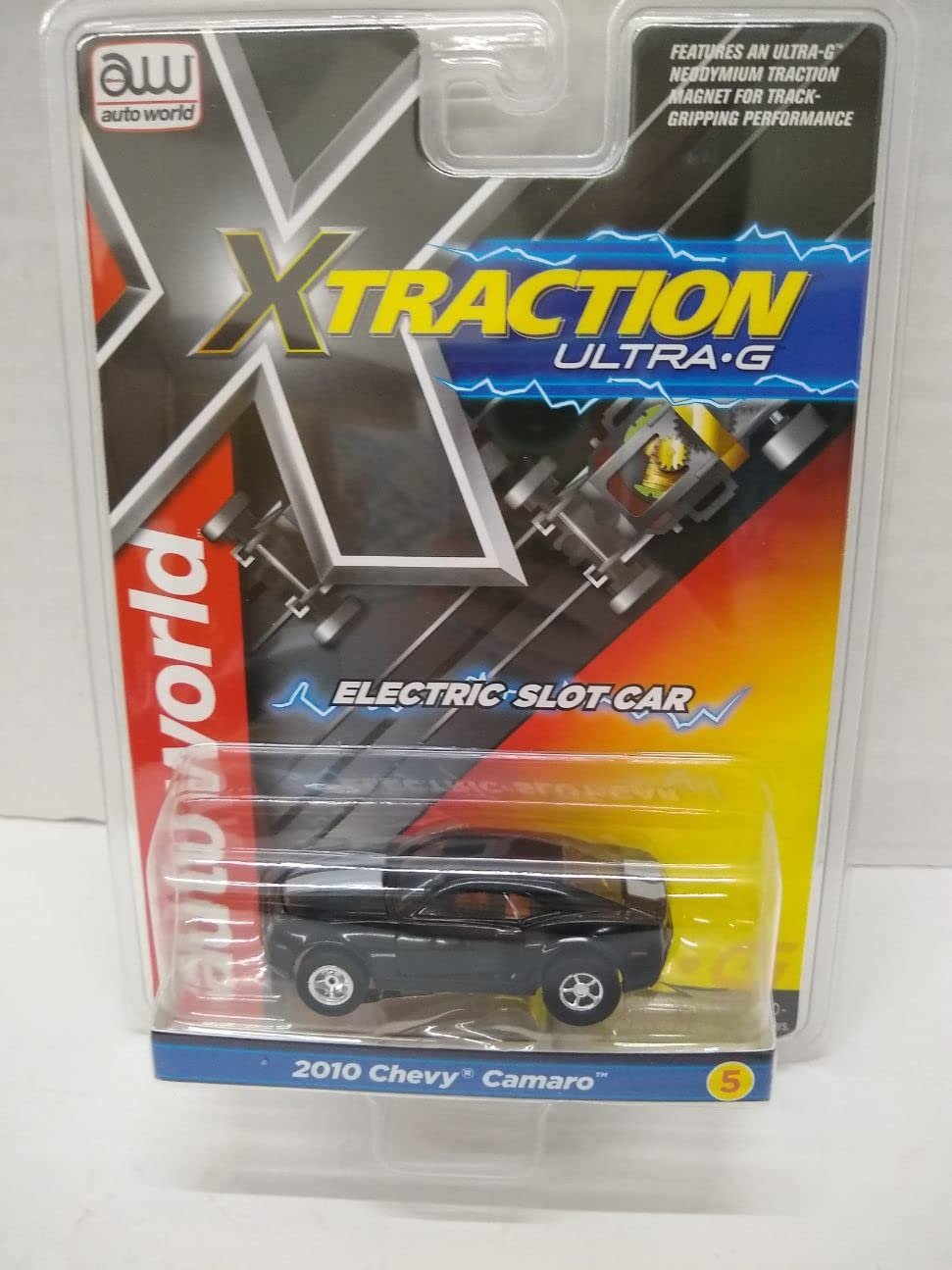 Auto World SC373-15 2010 Camaro HO Scale Electric Slot Car - Black with Silver Stripes