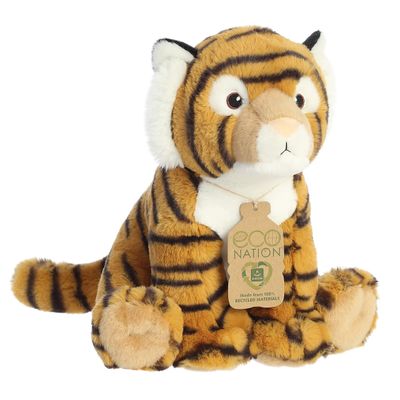 Aurora Eco-Friendly Eco Nation Tiger Stuffed Animal - Environmental Consciousness - Recycled Materials - Brown 12 Inches
