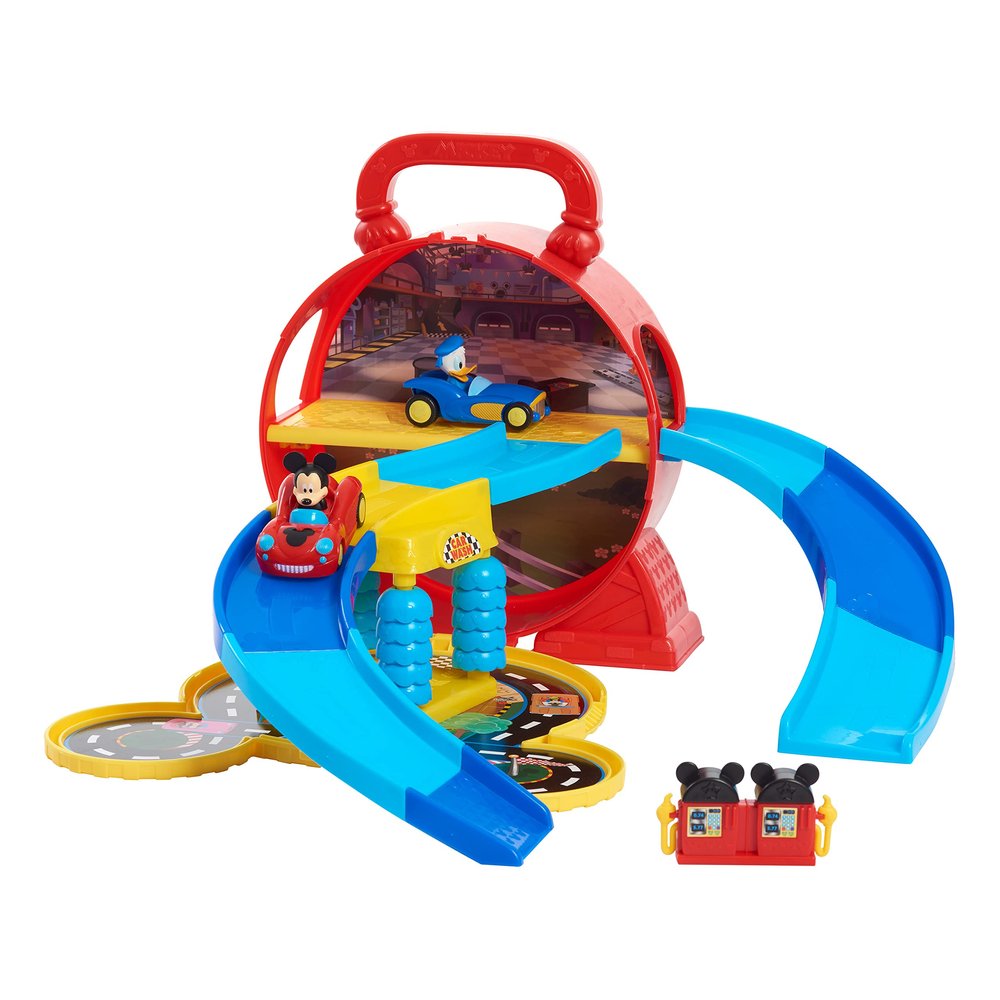 Disney Junior Mickey Mouse Stow n Go Garage, Figure and Vehicle Playset, Kids Toys for Ages 3 Up by Just Play