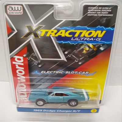 Auto World SC373-1 1969 Charger R/T HO Scale Electric Slot Car - Metallic Blue