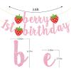 Berry First Birthday Banner, Glitter Strawberry Banner, 1st Birthday Decor (Pink) view 2