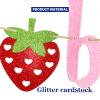 Berry First Birthday Banner, Glitter Strawberry Banner, 1st Birthday Decor (Pink) view 3