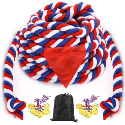 JHkim Tug of War Rope - 40FT War Rope for Family Reunion Games, Field Day Yard Games for Kid and Adult, Independence Patriotic Day Party Games, Outside Sports Activities, Carnival Games Outdoor