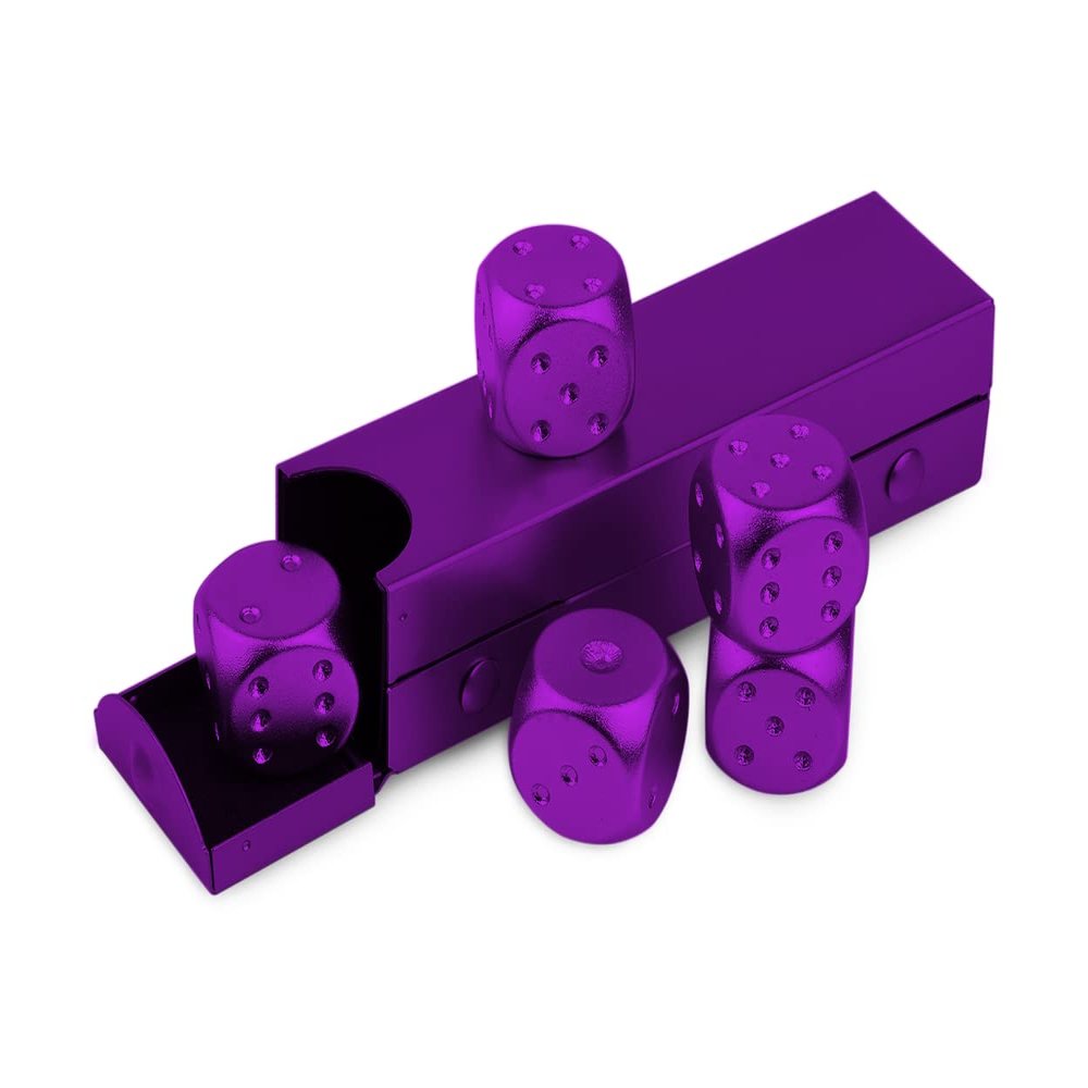 DS.DISTINCTIVE STYLE Aluminum Alloy Dice 5 Pieces 16mm Portable Metal Dices with Case 6 Sided Dice for Party Game