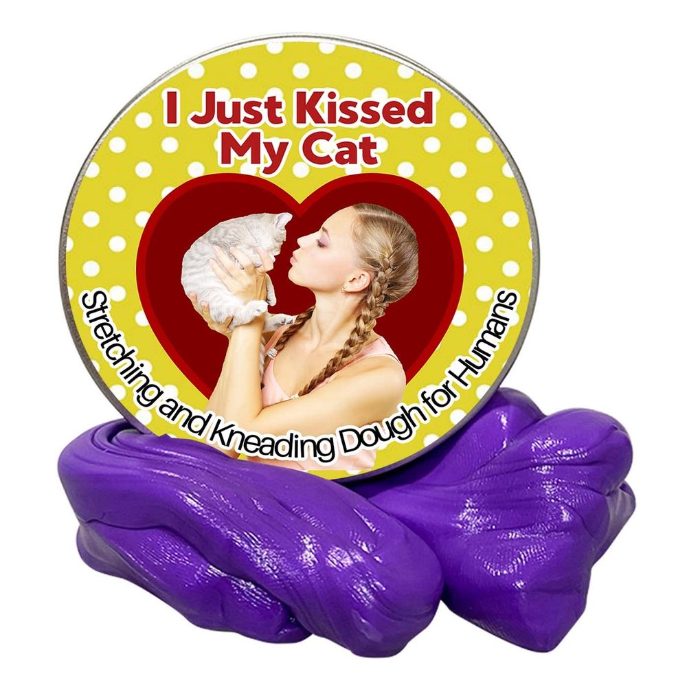 Kissed My Cat Stress Putty - Crazy Cat Lady Gift for Pet Owners Fidget Toy Purple Therapy Dough Relaxation Gifts for Stocking Stuffers Cat Moms Veterinarian Gifts Cat Lover Gifts