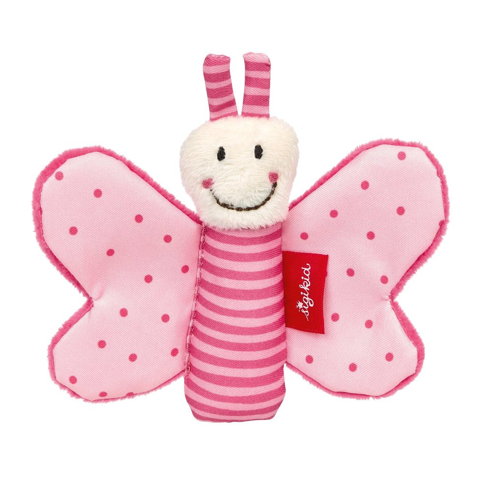 Sigikid Greifling Schmetterling, RedStars Babyspielzeug mit Knisterfolie: greifen, entdecken, spielen, fr Babys ab Geburt, Art.-Nr. 42834, Pink-rosa, 9x12x2 cm