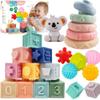 ELLECK Baby Montessori Sensory Toys for 0-6 6-12 Months, Teething Toys for Babies 0 3 6 9 12 18 Months, Infant, Newborn Rattle Teether, Blocks, Soft Stacking Rings, Ideal Baby Boy Girl Gifts Set view 1
