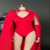 1/6 Scale Cape Cloak Red Combat Suit Clothes for 12inches Female Soldier Action Figure Doll (B) view 1