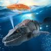 fromeasy Remote Control Dinosaur Toys for Kids 3 4 5 6 7, Mosasaurus Diving Toys RC Boat with Light and Spray Water for Swimming Pool Lake Bathroom Ocean Protector Bath Toys view 2