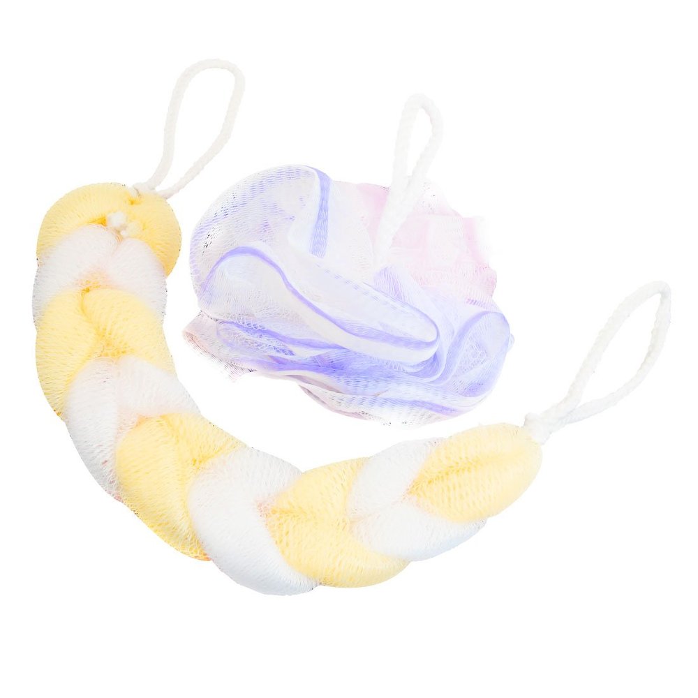 Ruilogod Round Bubble Maker Bathing Bar Pouf Shower Sponges 2Pcs Multicolor (id: fc4 6d1 7c8 482 604