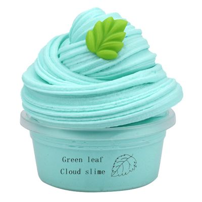 cdar 60ml Butter Slime, Fruit Cherry Clay Toy,Fluffy Stretchy Cloud Slime Toy,DIY Surprise Slime for Kids Party/Stress Relief Toy for Gift Light Green Leaves
