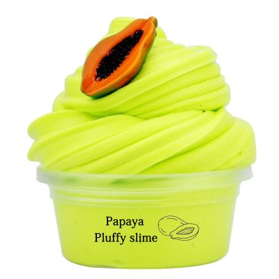 cdar 60ml Butter Slime, Fruit Cherry Clay Toy,Fluffy Stretchy Cloud Slime Toy,DIY Surprise Slime for Kids Party/Stress Relief Toy for Gift Fluorescent Green Papaya