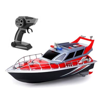 wangch 2.4G Remote Control Boat, Full-Featured Large Size Remote Control Police Patrol Boat, Electric Speedboat Model Boat, Water Toys Gift for Children