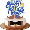 1 Pack Happy Father's Day Cake Topper Glitter Best Dad Cake Pick Super Dad Tie Hat Moustache Cake Decoration for Happy Father's day Theme Men Birthday Party Supplies Blue view 1