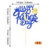 1 Pack Happy Father's Day Cake Topper Glitter Best Dad Cake Pick Super Dad Tie Hat Moustache Cake Decoration for Happy Father's day Theme Men Birthday Party Supplies Blue view 2