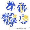 1 Pack Happy Father's Day Cake Topper Glitter Best Dad Cake Pick Super Dad Tie Hat Moustache Cake Decoration for Happy Father's day Theme Men Birthday Party Supplies Blue view 3