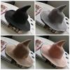 BULINGNA Halloween Witch Hat for Women Girls, Foldable Wide Brim Spire Knitted Wool Wizard Hat for Halloween Party Cosplay Costume (Kids, Purple) view 3