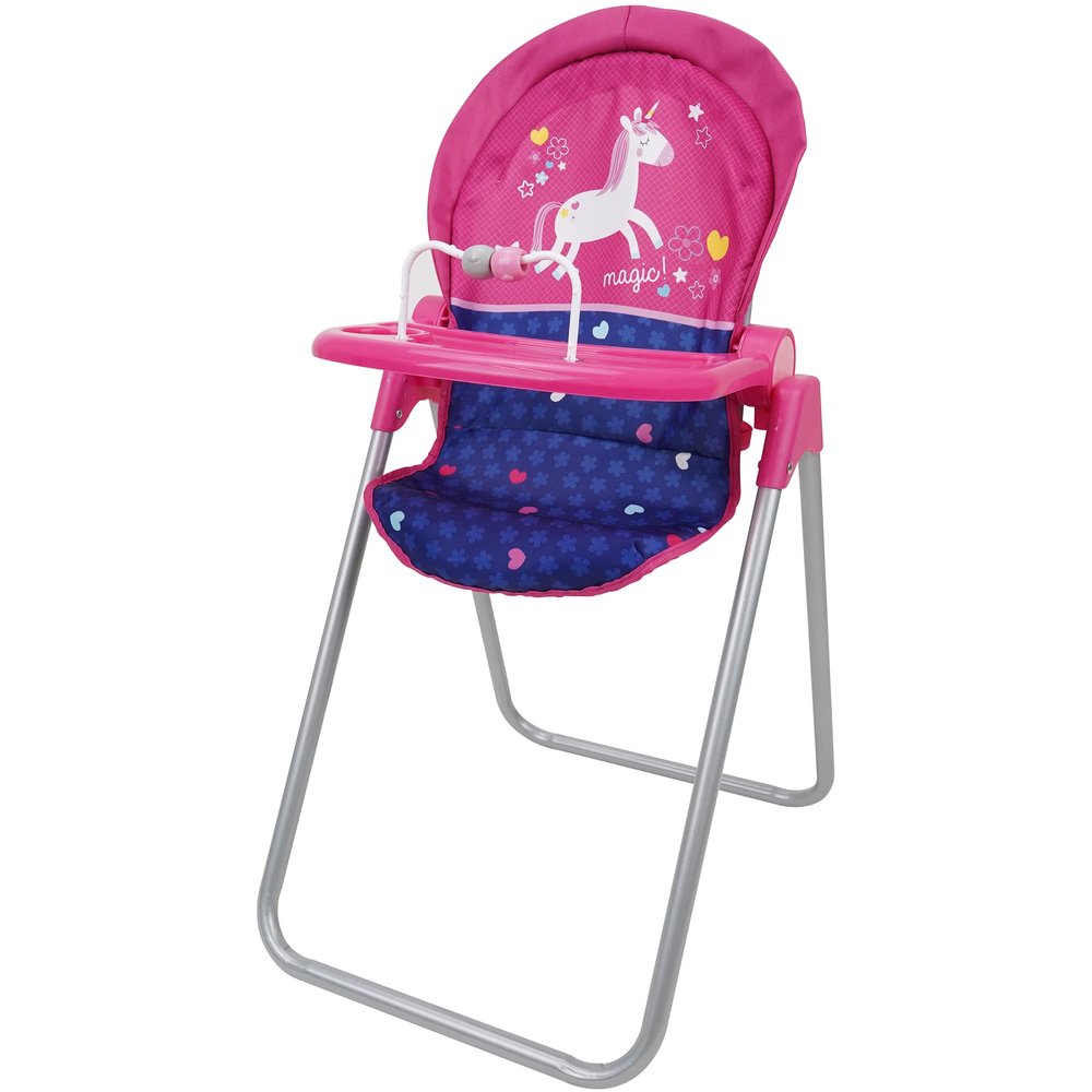 509 Crew Unicorn Doll Highchair - Kids Pretend Play Highchair w/Front Feeding Tray, Fits Dolls up to 21", Ages 3+