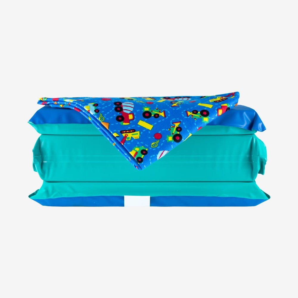 KinderMat 2" Jr. Daydreamer and Full Nap Mat Washable Cover - New Trucks N Tractors Design - Regular, 47" x 22", Great for Daycare & Families