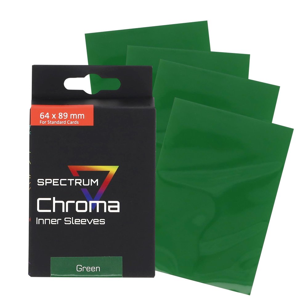 BCW Spectrum Green Chroma Inner Card Sleeves | 100 Pack | Acid-Free Archival Quality Protection | Perfect Fit Sleeves for MTG, Pokemon | Dual-Sided Glossy-Clear