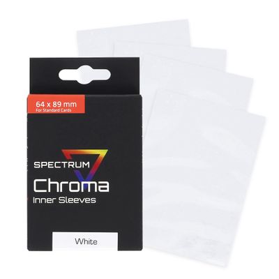 BCW Spectrum White Chroma Inner Card Sleeves | 100 Pack | Acid-Free Archival Quality Protection | Perfect Fit Sleeves for MTG, Pokemon | Dual-Sided Glossy-Clear