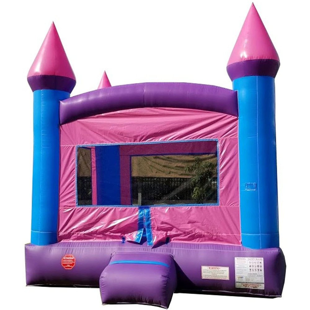 Crossover Pink Castle Inflatable Bounce House for Kids and Toddlers, 13 x 12 x 14.5 Foot Bouncy Jump Castle, Commercial-Grade Vinyl, with Stakes and Storage Bag, Blower Not Included