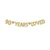 90 Years Loved Banner, Gold Glitter Happy 90th Birthday Party Decorations view 1